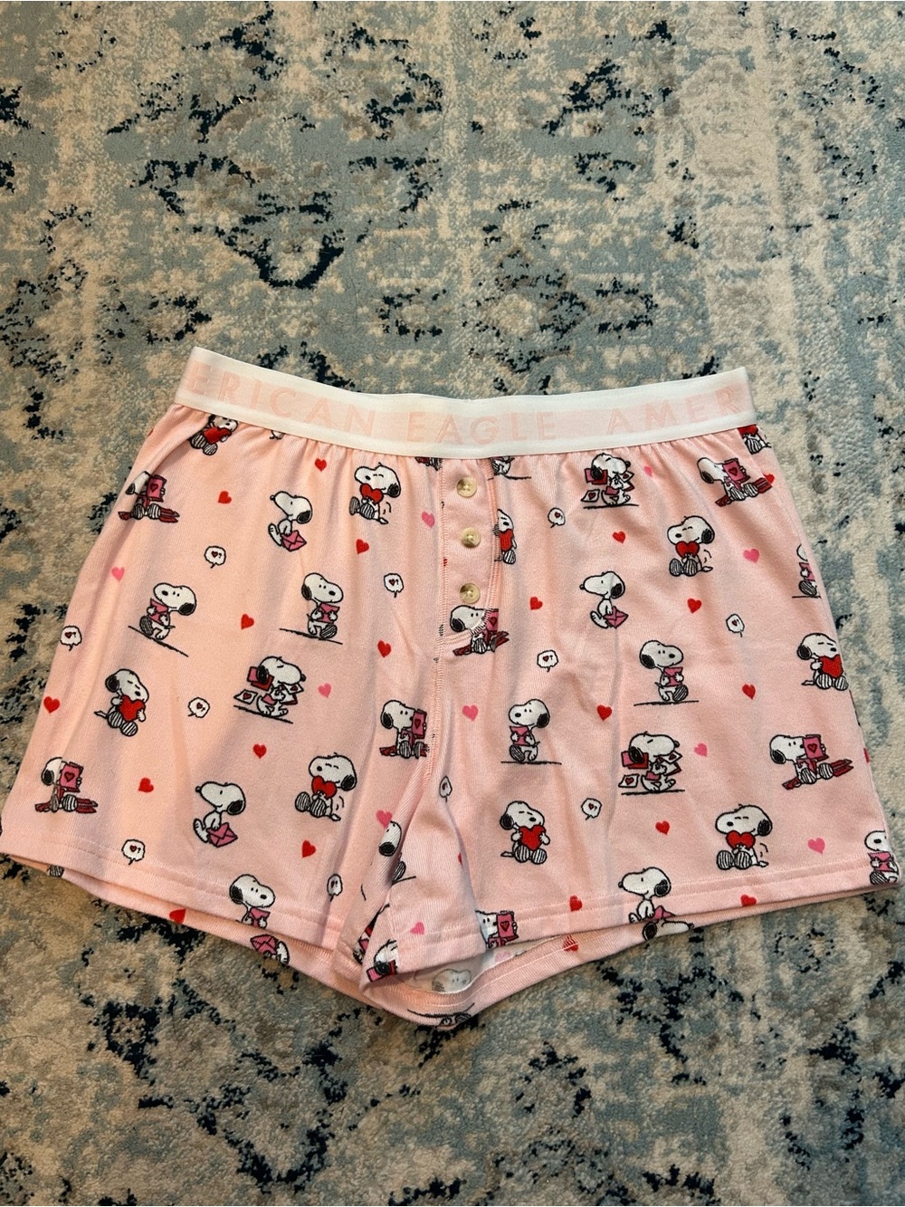 American Eagle Outfitters Pink Snoopy Heart Cropped Pajama Set - Picture 4 of 8